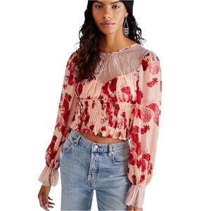 Free People cropped floral blouse